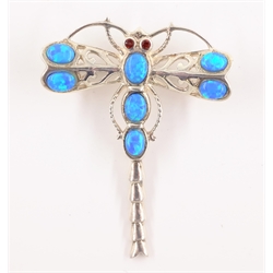  Opal dragonfly silver (tested) brooch  