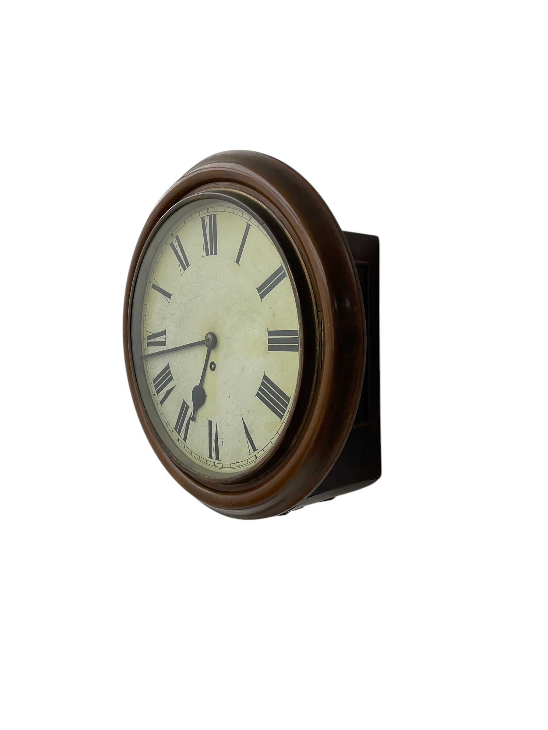 English-early 20th century  8-day wall clock with a mahogany dial surround and 12