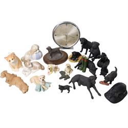 Kienzle automatic clock, together with Game Wood Studios Labrador, and other animal figures 