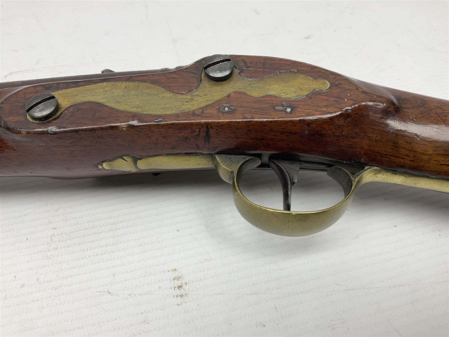 18th century flintlock coaching carbine, approximately 24-bore, maker Grice dated 1759, the 56cm(22
