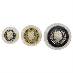The Royal Mint United Kingdom 2003 and 2004 silver proof piedfort three coin collections, both cased with certificates