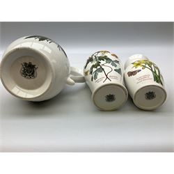 Five pieces of Portmeirion in the botanical garden pattern, comprising of large jug, two vases, large trinket dish and a bowl, jug H22cm
