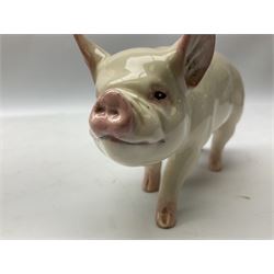 Collection of Beswick pig figures, to include John Beswick Little Likeables ‘Hide and Sleep’, white boar pig and John Beswick trio of pigs, all marked beneath (5)