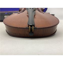 French three-quarter size violin with 33.5cm two-piece maple back and ribs and spruce top, bears label 'F. Bretonbrevete de SMG Me. La Duchesse d'Angouleme a Mirecourt 1821' L55cm overall; in hard carrying case and bow
