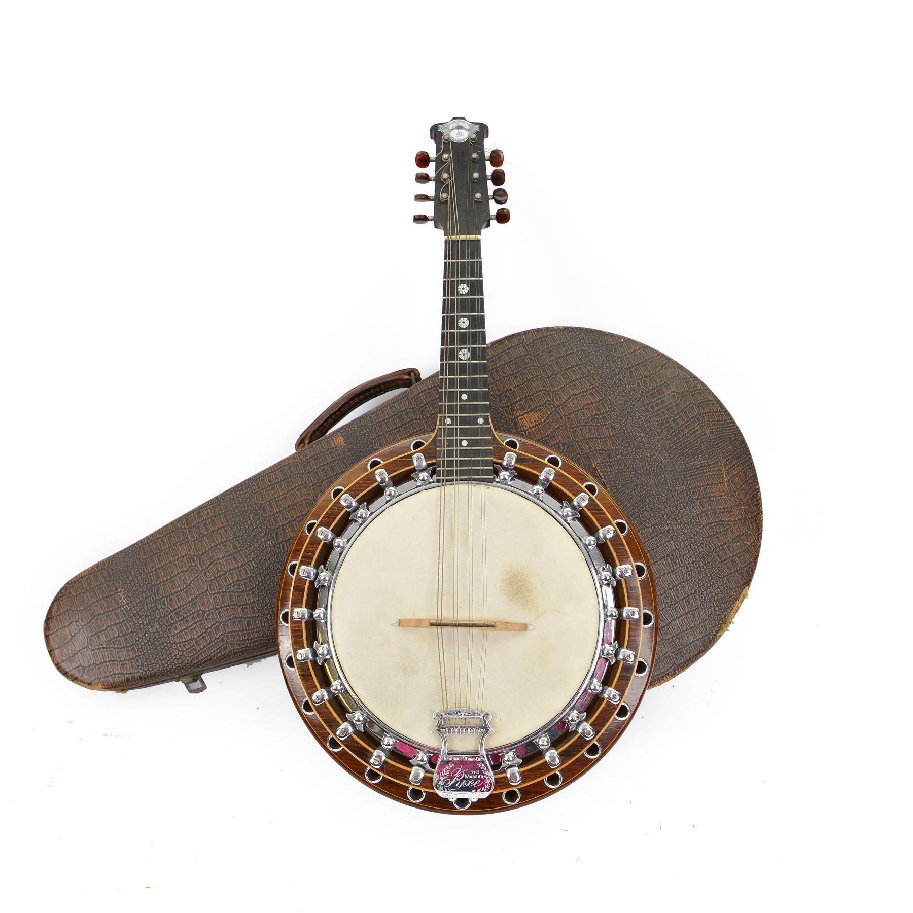 Windsor resonator 8-string Zither Mandolin or Banjolin, manufactured in Newhall street Birmingham, c1930. in a velvet lined hard case.
