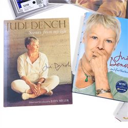 Judi Dench signed book 'Scenes From My Life', together with framed signed Judi Dench photograph, one other signed photograph and a signed 'Sunday Times' magazine cover, Joanna Lumley signed autobiography 'Absolutely', with two signed 'You' magazine covers and two further Judi Dench autobiographies