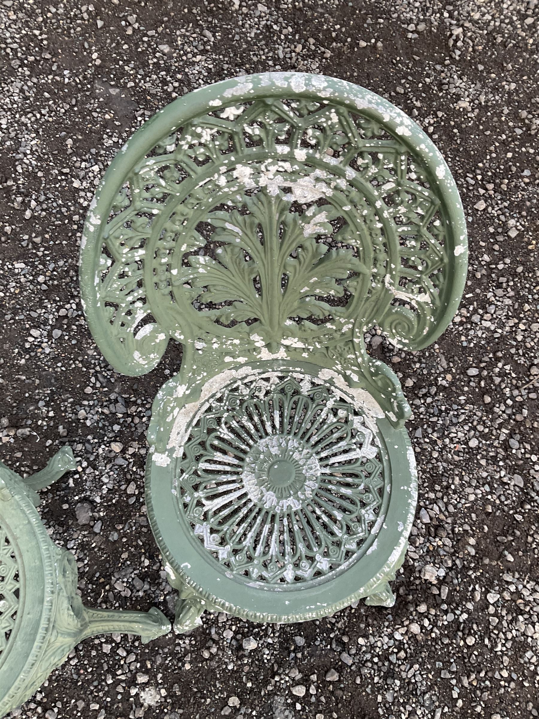 A pair of green painted aluminium garden chairs - THIS LOT IS TO BE COLLECTED BY APPOINTMENT FROM DUGGLEBY STORAGE, GREAT HILL, EASTFIELD, SCARBOROUGH, YO11 3TX