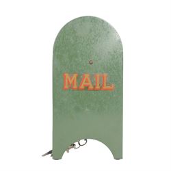 Ten vintage tin plate money boxes, including All American  Toys Mail-Bank, Chad Valley Airwaves Money Box, Chad Valley Post Office Money Box, Canister Co. Ltd Natural No.1 Peas Money Box, etc, tallest H23cm