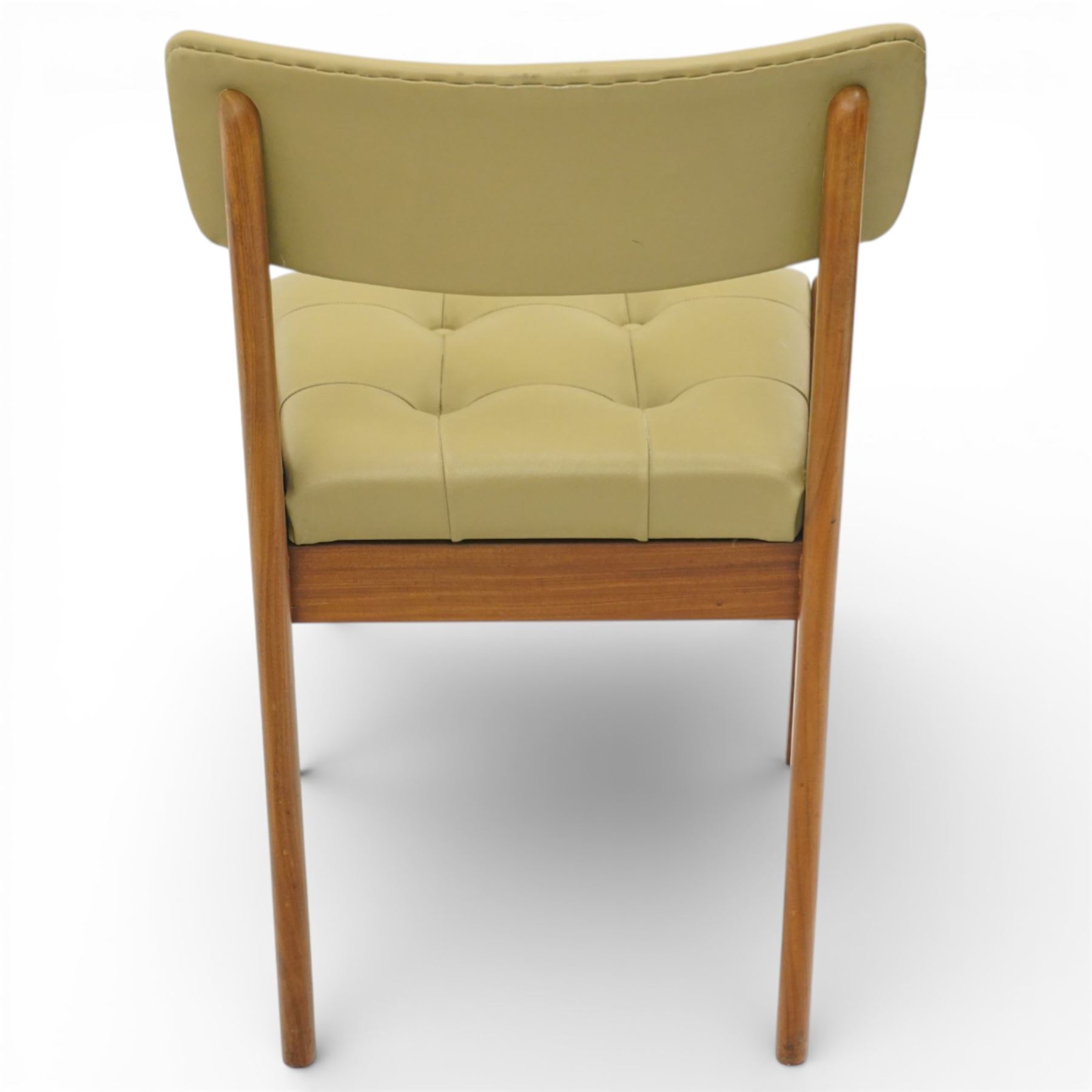 Vanson - Mid 20th century four leather dining chairs, button back and seat, on an shaped teak frame