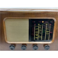 1950s Pye Type PE80 Cambridge International radio, W58cm H43cm D27cm, together with 1952 Pye Type P45 valve radio and 1940s Pye Type 15A radio (3)