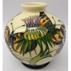  Moorcroft vase decorated with Butterflies amongst Thistles, by Emma Bossons, dated 2008, H11cm   