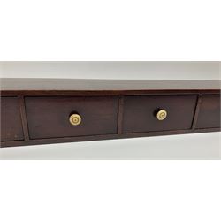 Early 19th century mahogany table top six drawer chest, with turned ivory handles, H7.5cm L81.5cm D13cm