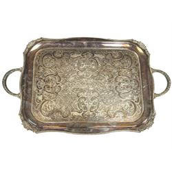 Viner's of Sheffield Alpha Plate twin handled tray, with chased decoration and cast rim, handle to handle W56.5cm