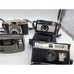 Cameras, to include three Kodak Instamatic examples, an Olympus trip MD2, Sirius AF-35 and a Kodak Brownie 44B  