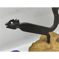 Bristol blue glass vase and goblet, together with Burleigh jug and other collectables