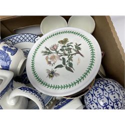 Wedgwood jasperware trinket box, commemorative ware, blue and white ceramics and a collection of other ceramics and collectables in five boxes