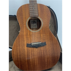  Tanglewood Model TW3E mahogany cased semi-acoustic six-string guitar, serial no.YU160100484, L103cm, in carrying case  
