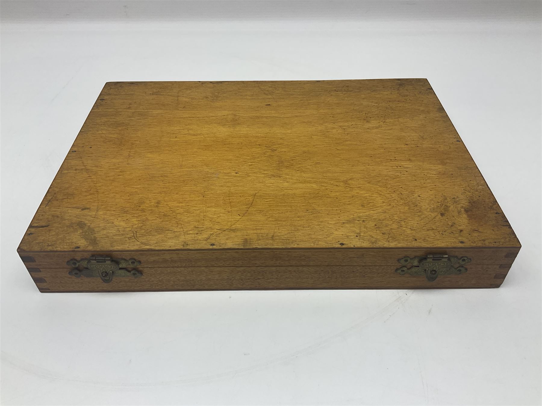 R & J Beck London microscope, model 7597, contained in fitted case, together with a boxed collection of glass microscope biological sample slides