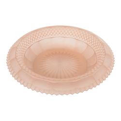 Walther & Sohne Art Deco pink glass float bowl, with central frog in the form of a lady, H23cm