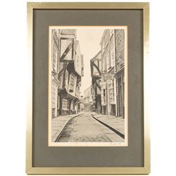 Stuart Walton (Northern British 1933-): York Minster from Precentor's Court, The Shambles - York, View of Lendal Bridge from Dame Judy Dench Walk and Steps Leading from Wellington Row beneath Lendal Bridge to the River Ouse, set of four prints signed with initials and dated '78 in pencil 27.5cm x 17.5cm (4)