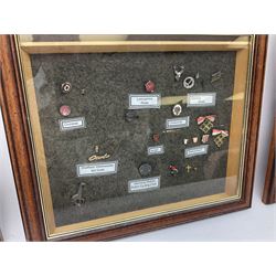 Large collection of stick pins, most contained within display cases, some loose, to include a number of silver and 9ct gold examples, others with Blue John, Whitby Jet, tigers eye and opal terminals, examples of Regimental and Militaria interest, boxed Swarovski butterfly example, etc. 


