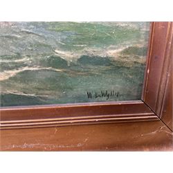 After William Lionel Wyllie (British 1851-1931): Shipping Scenes, pair oils on panel bearing signatures 21cm x 28cm (2)