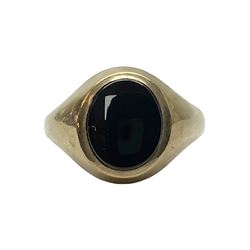 9ct gold oval black onyx signet ring, hallmarked 