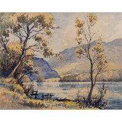 Robert Leslie Howey (British 1900-1981): Sunshine Over the Lake, watercolour signed 37cm x 47cm 