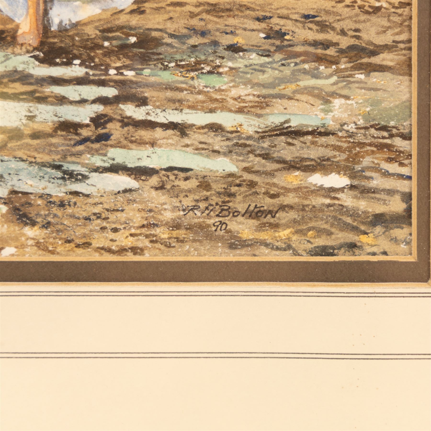 Richard Bolton (British 1950-): Geese in a Row, watercolour signed and dated '90, 24cm x 41cm 