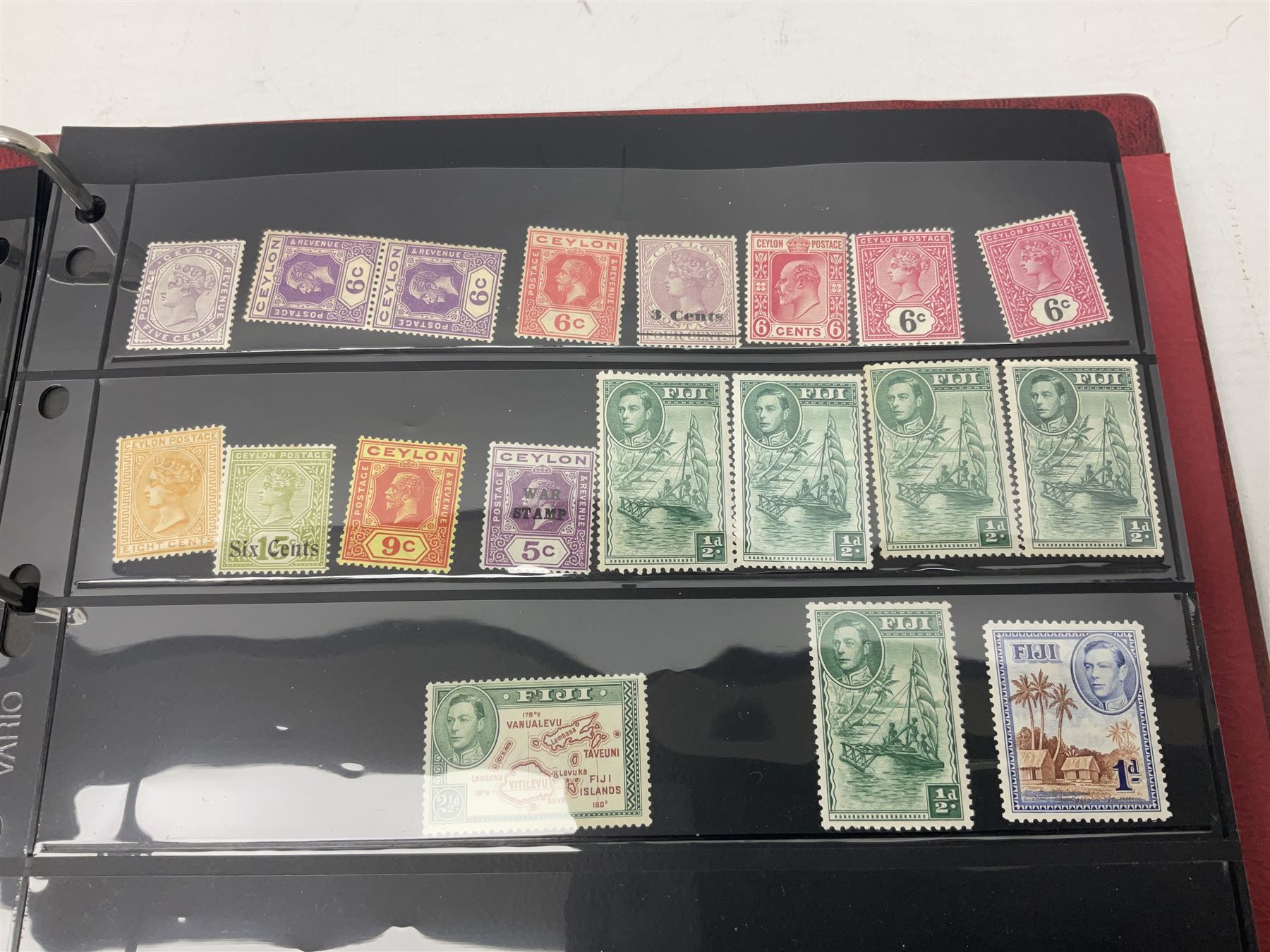 Stamps including St Helena, Fiji, Southern Rhodesia, Malaya, Bermuda, Queen Victoria and later Ceylon, various Universal Postal Union 1949 etc, housed in six albums/folders