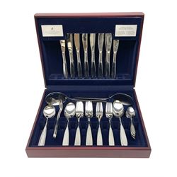 Viner's cased canteen containing 58 piece stainless steel cutlery set, L38.5cm