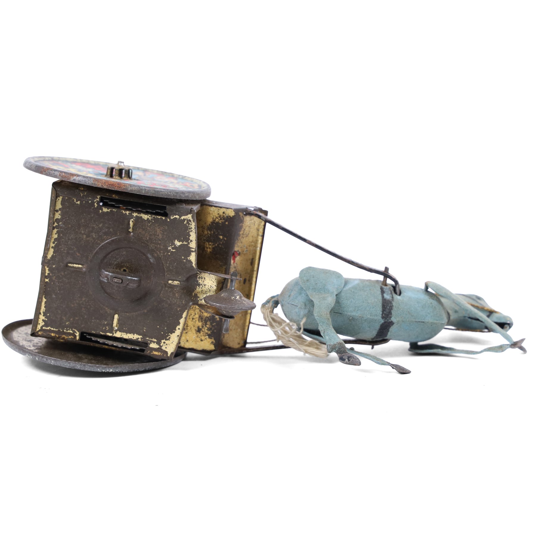 1920s Lehmann tinplate clockwork 'The Balky Mule Clown' no.425, with lithographed details, fixed key, H13cm, L20cm