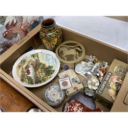 Selection of collectables, to include, vases, collectors plates, costume jewellery, watches etc, in five boxes 