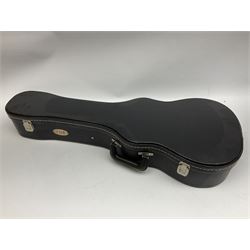 Palmer eight-string mandolin with mahogany back, simulated ivory and mother-of-pearl mounts L67cm; and Mahalo mahogany cased baritone scale ukulele, model no.U320B, L76cm; in hard carrying case (2)