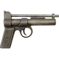 Webley Junior .177 air pistol, 1930-1939 batch 789, serial number J14788, the air chamber marked The Webley 'Junior .177 Patented in Great Britain No 219872 and all Principle Countries', 'Made in England' and Webley & Scott Ltd. Birmingham, with ribbed metal grips, H13cm, L19cm