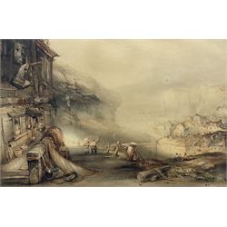 Henry Barlow Carter (British 1804-1868): 'Staithes' from Cowbar Bank, watercolour unsigned, titled on the building 31cm x 47cm
