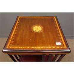  Edwardian inlaid mahogany revolving bookcase, W52cm, H97cm, D52cm  