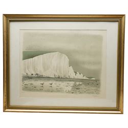 David Gentleman (British 1930-): 'Seven Sisters' Sussex, limited edition colour lithograph signed and numbered 321/350 in pencil 43cm x 55cm