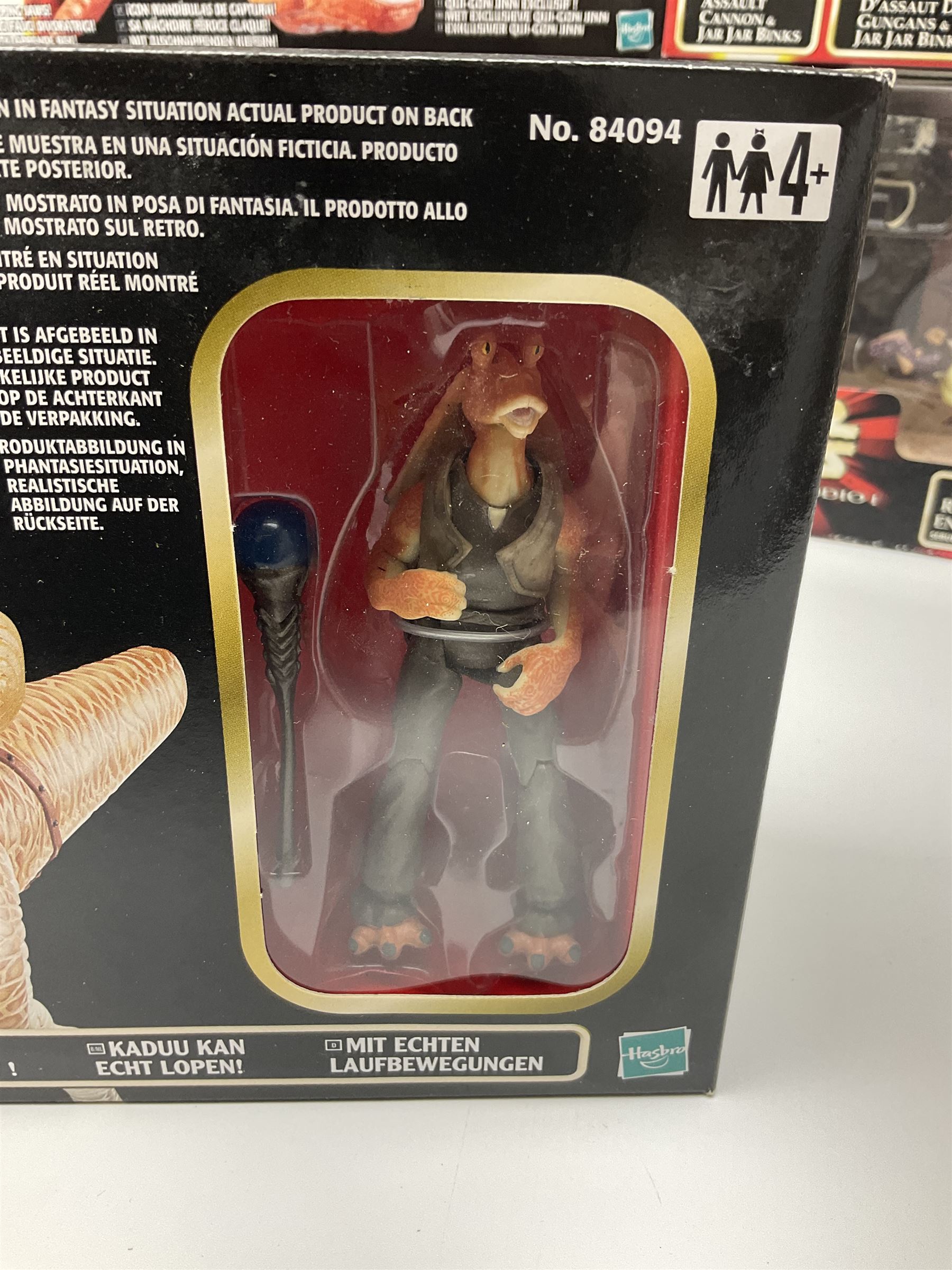 Star Wars - Episode 1 - Kaadu & Jar Jar Binks, Jabba The Hutt, two x Mos Espa Encounter, Opee & Qui-Gon Jinn, Watto's Box, Ammo Wagon & Falumpaset, Gungan Assault Cannon, Sith Speeder & Darth Maul, Armoured Scout Tank with Battle Droid and Gungan Catapult Accessory Set; all boxed (11)