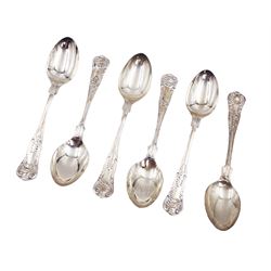 Set of six modern silver Kings pattern coffee spoons, hallmarked J N Lowe (Sheffield) Ltd, Sheffield 1977