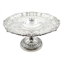 Edwardian silver comport, pierced decora
