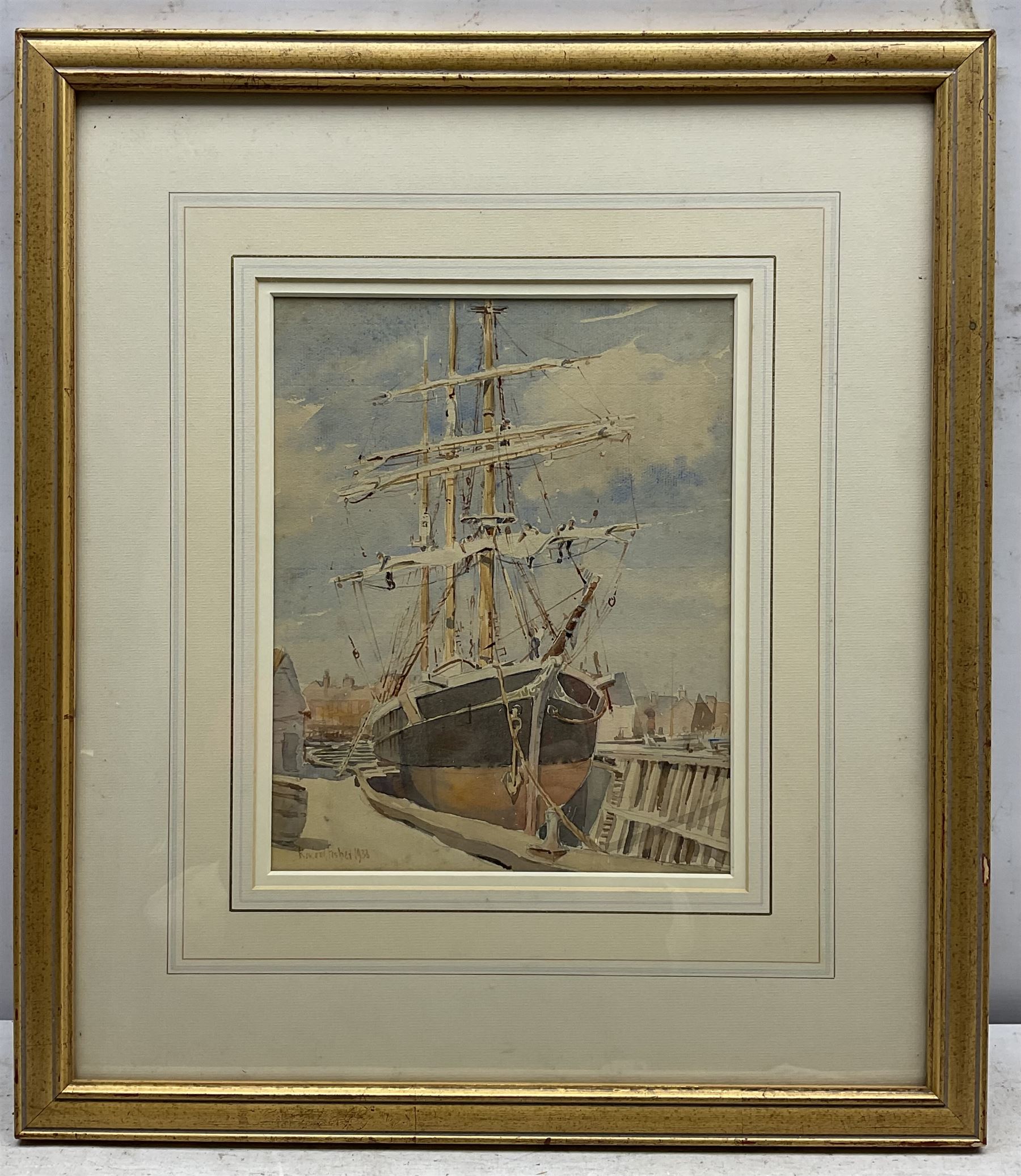 Rowland Fisher (British 1896-1976): 'Sigyn in Dock', watercolour signed and dated 1933, inscribed verso 26cm x 20cm