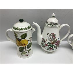 Portmeirion tea wares, in various patterns including Botanic Garden, Summer Garland and Portmeirion, to include limited edition novelty teapot, teapot, coffee press, coffee pot, covered sucrier, eight teacups and saucers, etc 