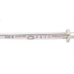 Georg Jensen silver 'Dew Drop' rock crystal pendant necklace designed by Vivianna Torun Bülow-Hübe, pendant No. 311C, on silver collar, No. 410, boxed