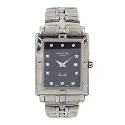 Raymond Weil Parsifal gentleman's stainless steel quartz wristwatch, model No. 9331 diamond dot dial, boxed with papers 