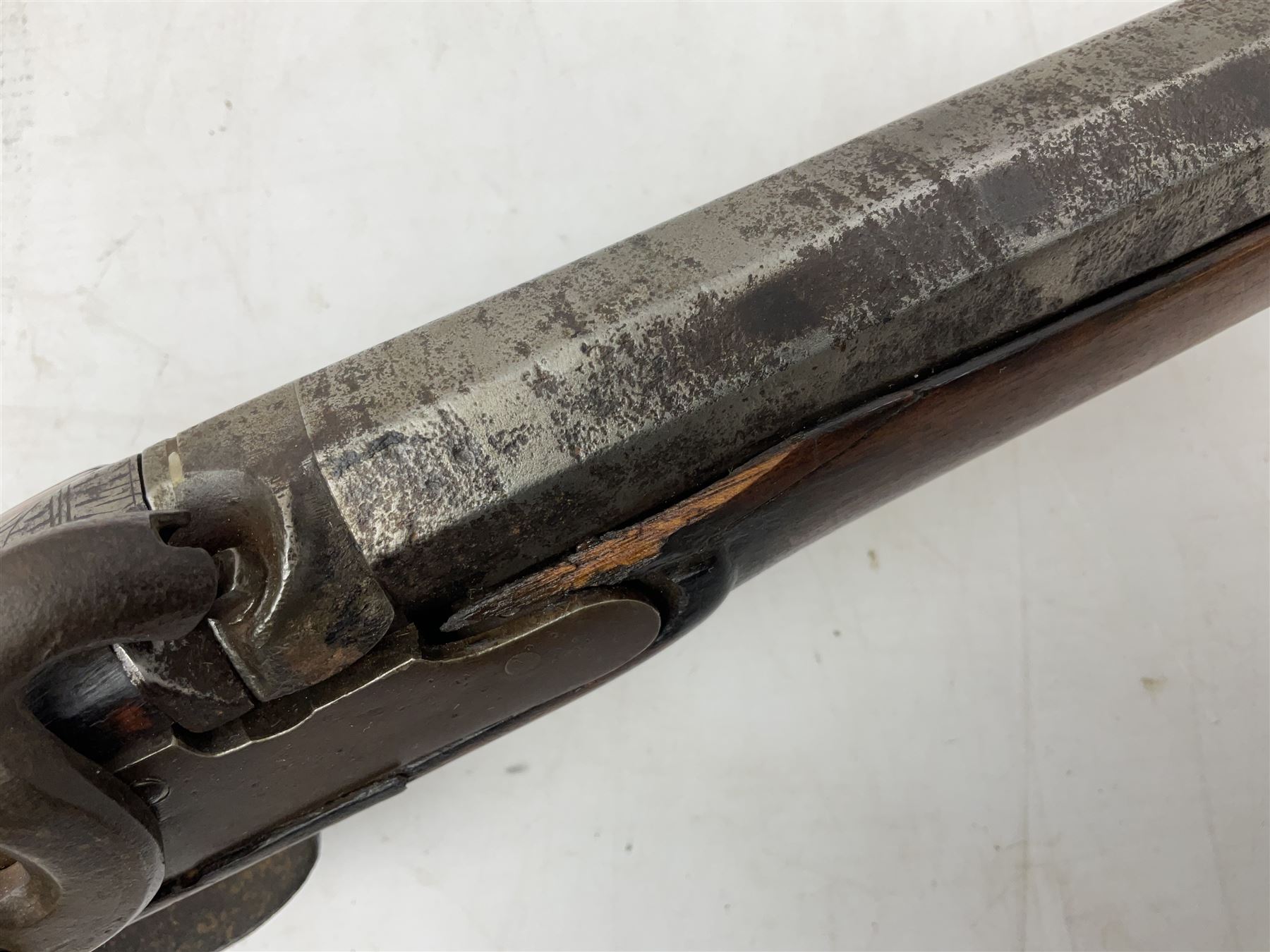 Composed decorative percussion action sporting gun, the 79cm barrel with ramrod under and Indian style studded stock L124cm overall