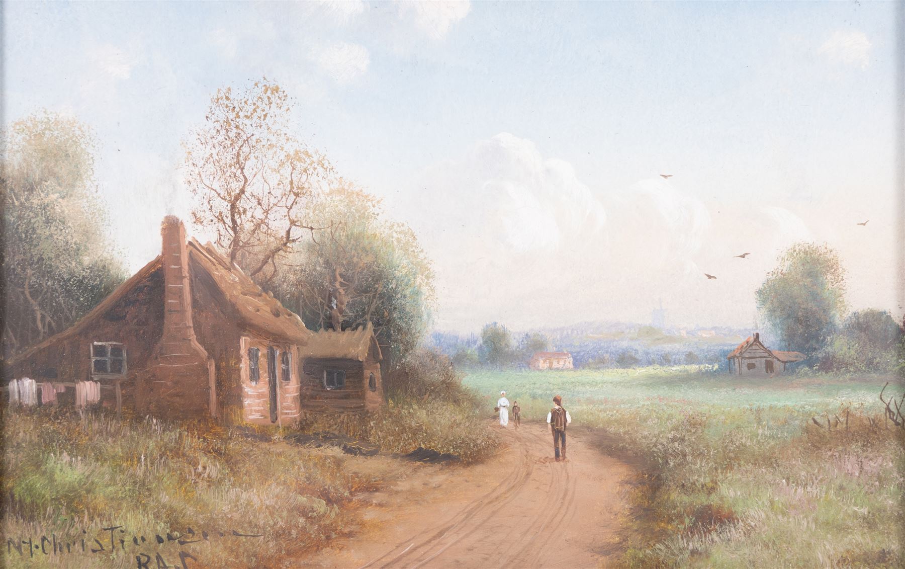 Nils Hans Christiansen (Danish 1850-1922): Landscape Scene, gouache signed 13.5cm x 22cm 