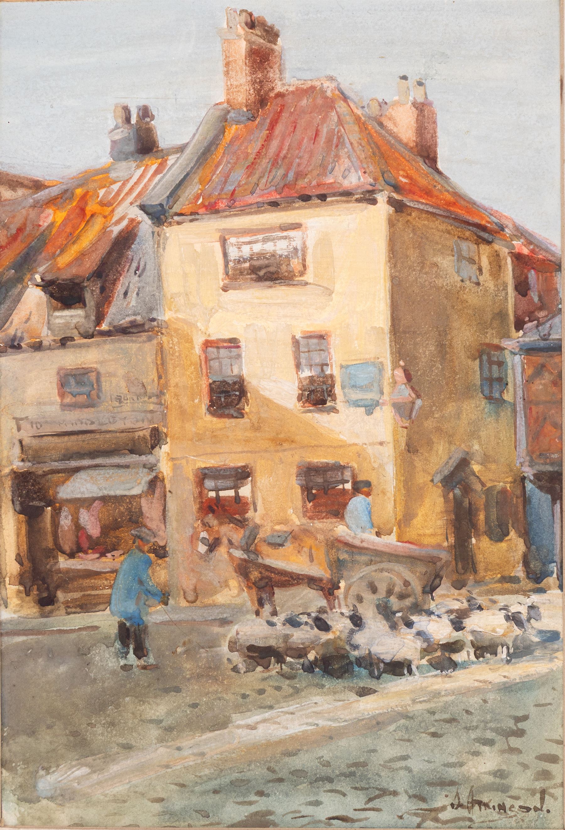 John Atkinson (Staithes Group 1863-1924): Going to Market - Whitby, watercolour signed 28cm x 19cm