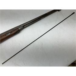 Composed decorative percussion action sporting gun, the 79cm barrel with ramrod under and Indian style studded stock L124cm overall