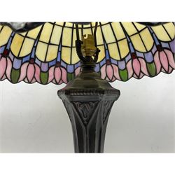 Tiffany style table lamp with leaded shade